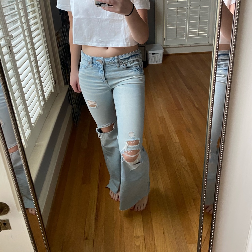 Free People distressed light wash flare jeans